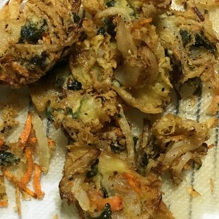 小松菜、玉ネギ、にんじんのかき揚げ/簡単/夕飯